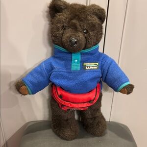 Vintage LL Bean Teddy Bear Plush Fleece Jacket Fanny Pack Stuffed Animal 17”